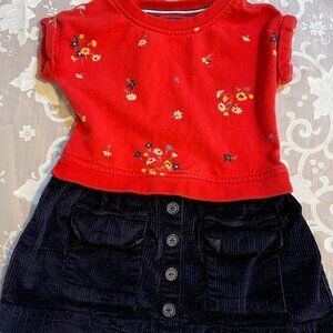 Tommy Hilfiger 3T Dress Sweatshirt Material and Corduroy Flowers Great Condition